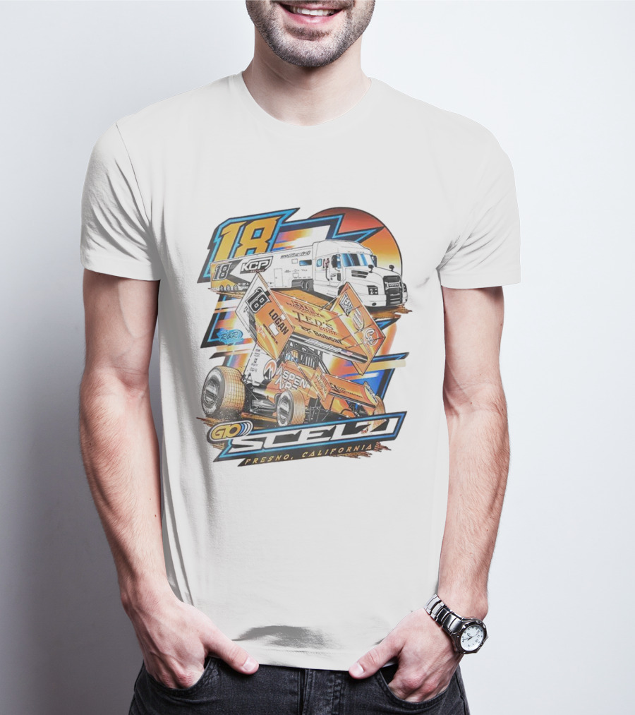 Gio Scelzi Racing KCP 18 Hauler Fresno California Sprint Car T-Shirt