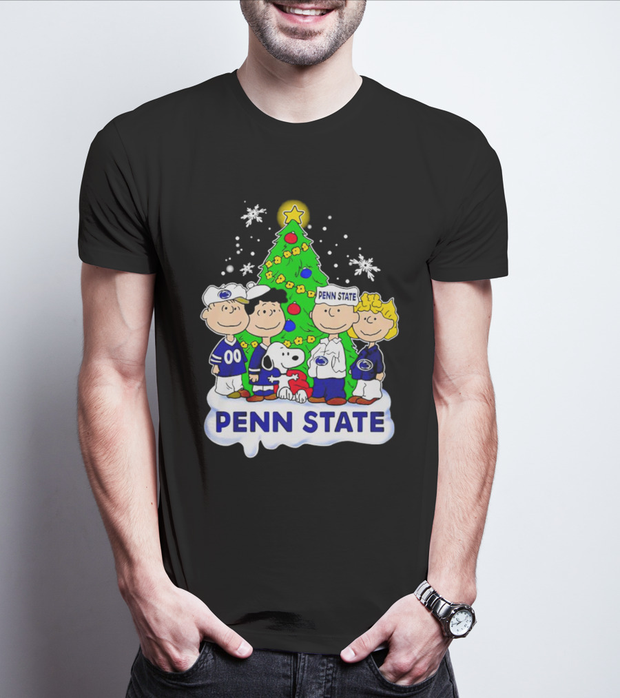 Peanuts Penn State Christmas Nittany Lions Snoopy And Friends Holiday Tree T-Shirt