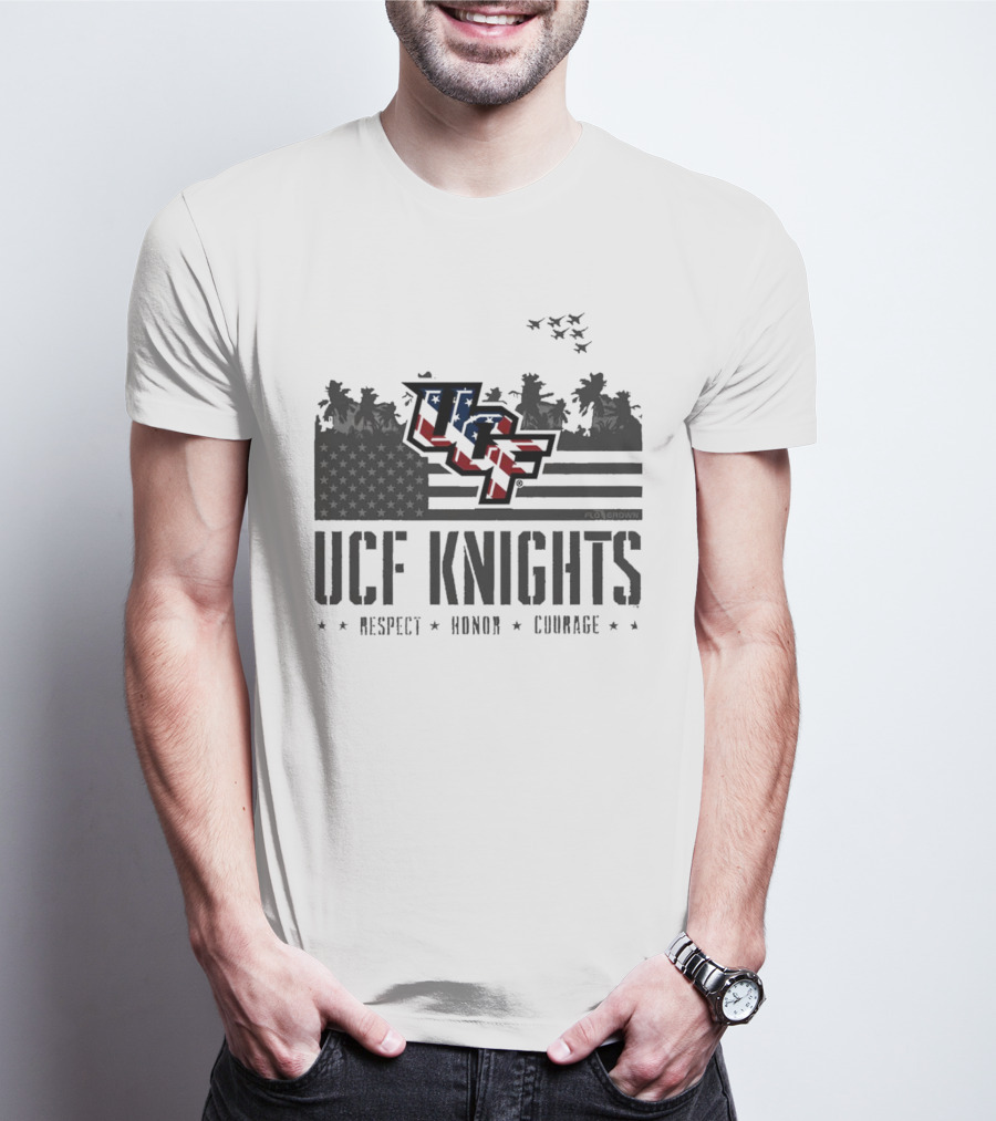 UCF Knights Respect Honor Courage American Flag T-Shirt