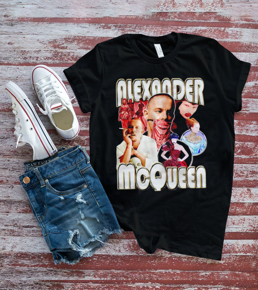 Alexander McQueen Fashion Iconography And Portrait Collage T-Shirt