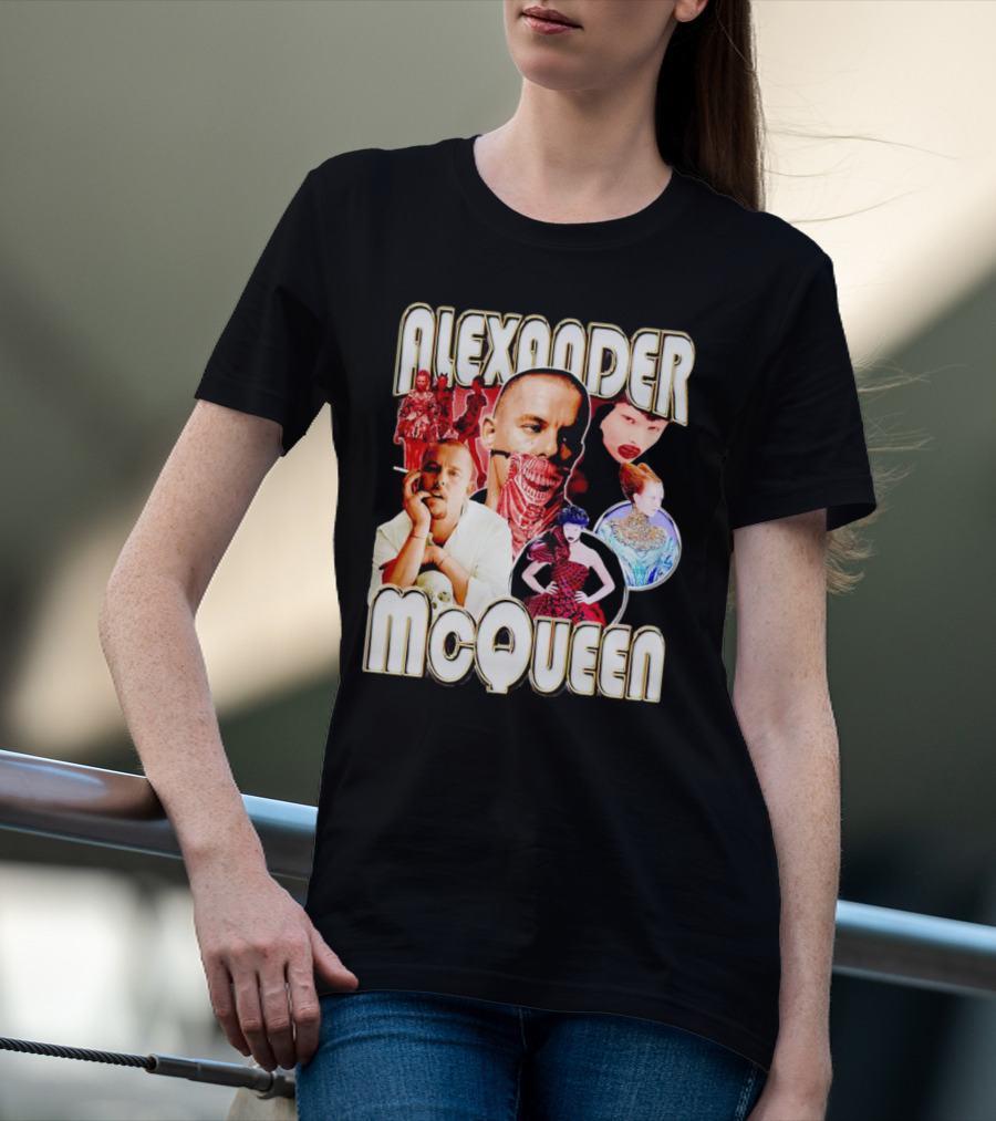 Alexander McQueen Fashion Iconography And Portrait Collage T-Shirt