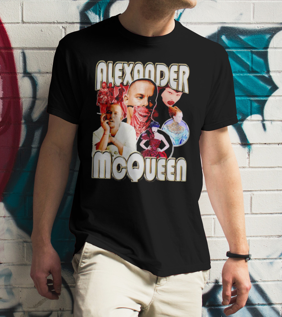 Alexander McQueen Fashion Iconography And Portrait Collage T-Shirt