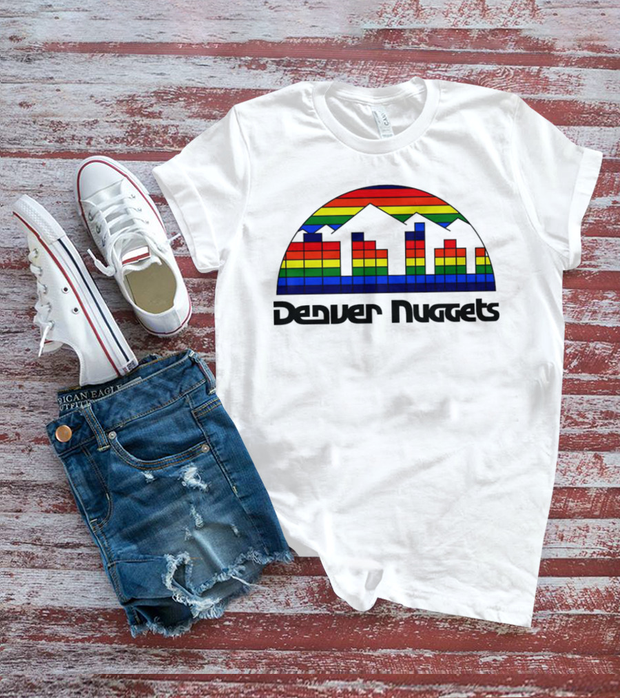 Denver Nuggets Skyline Rainbow Vintage Retro Classic T-Shirt