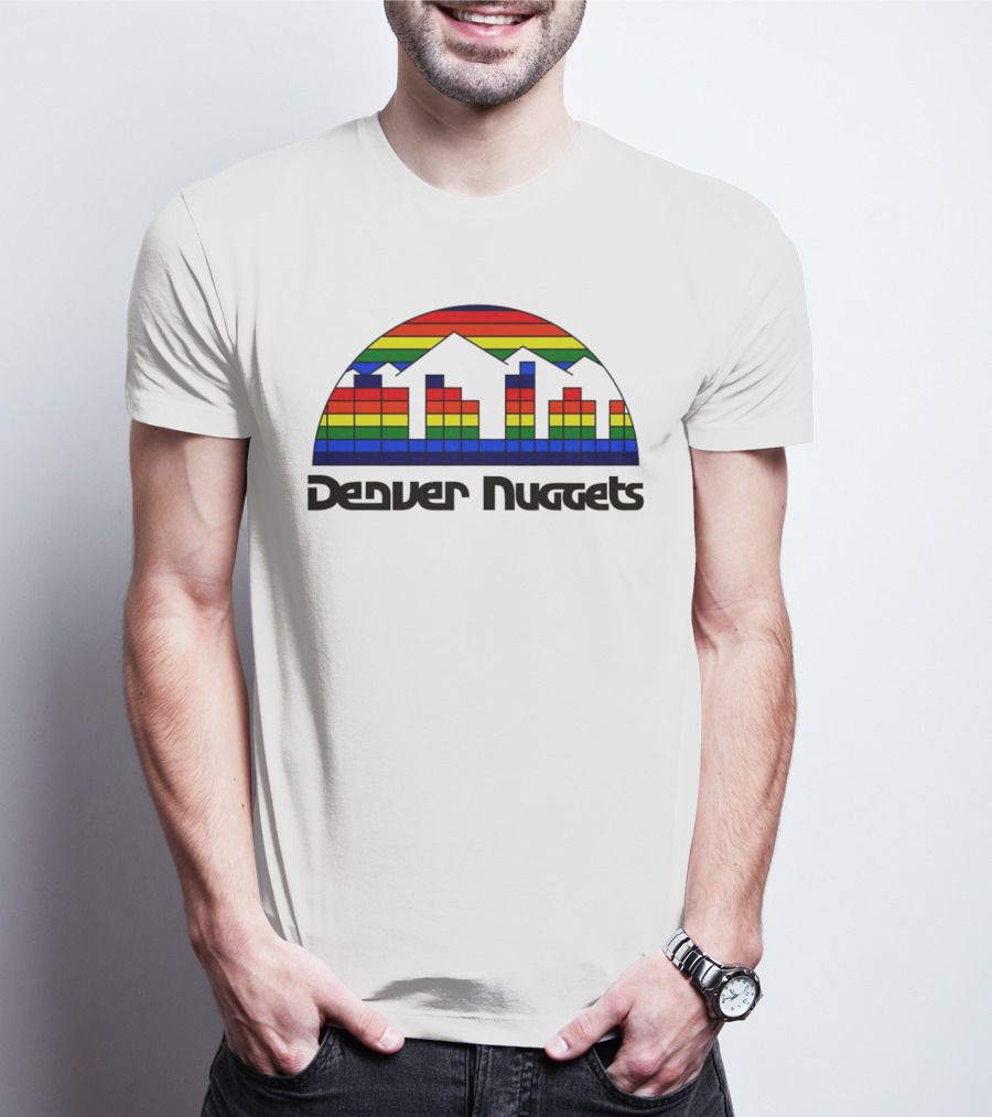 Denver Nuggets Skyline Rainbow Vintage Retro Classic T-Shirt