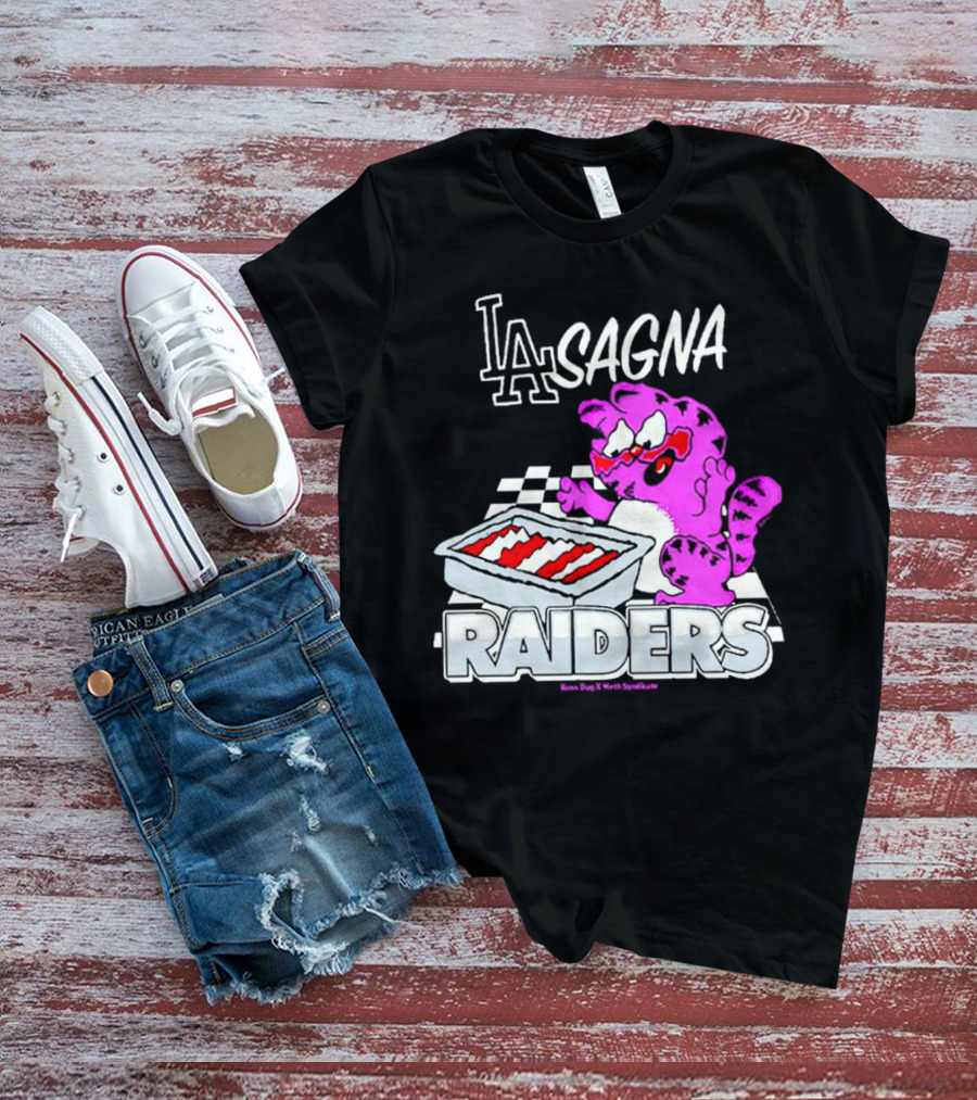 Garfield Lasagna Raiders LA Pink Cat Northumberland T-Shirt