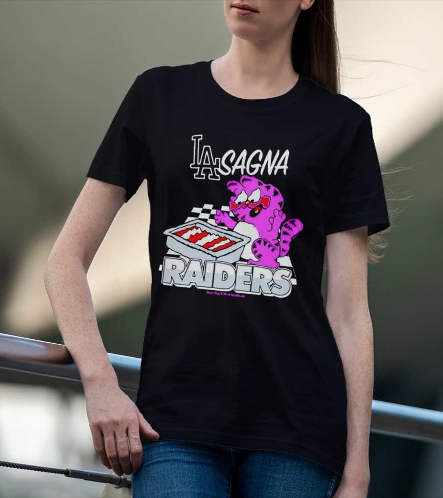 Garfield Lasagna Raiders LA Pink Cat Northumberland T-Shirt