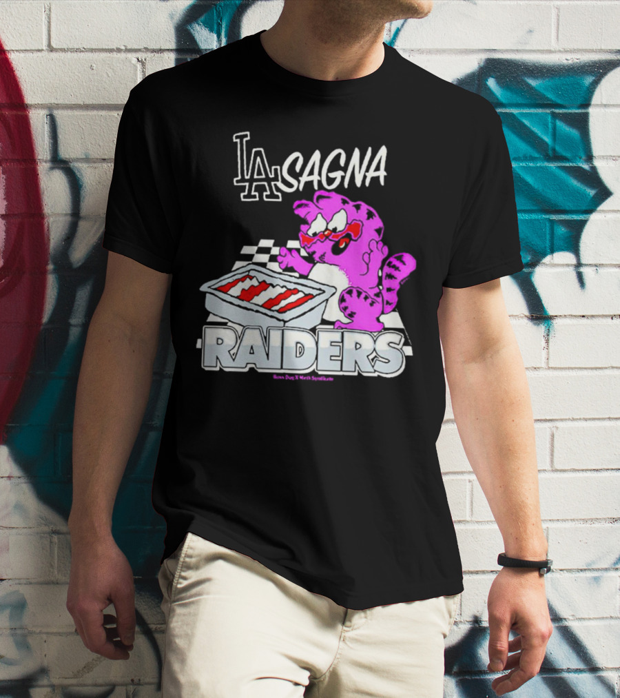 Garfield Lasagna Raiders LA Pink Cat Northumberland T-Shirt