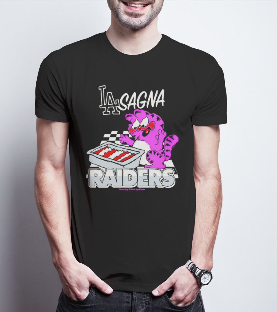 Garfield Lasagna Raiders LA Pink Cat Northumberland T-Shirt