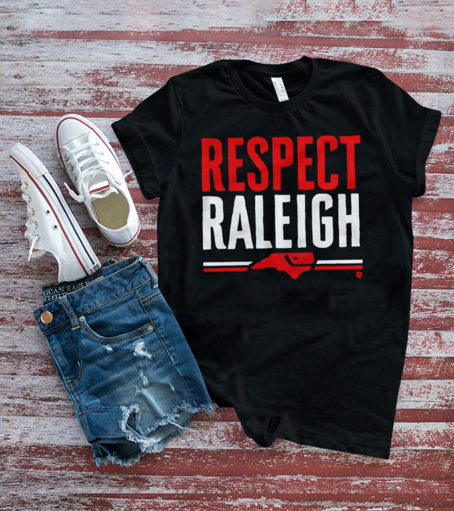 Respect Raleigh North Carolina Map Outline T-Shirt
