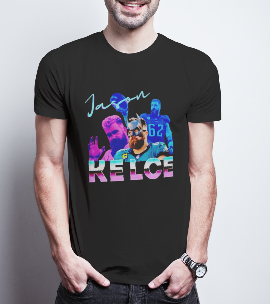 Jason Kelce Philadelphia Eagles Football Player Retro Collage T-Shirt