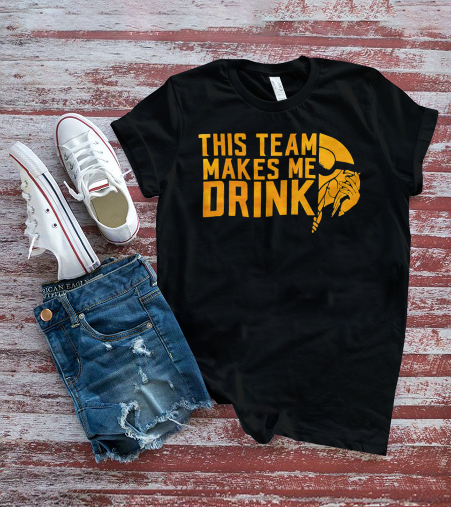 Minnesota Vikings This Team Makes Me Drink Viking Helmet T-Shirt