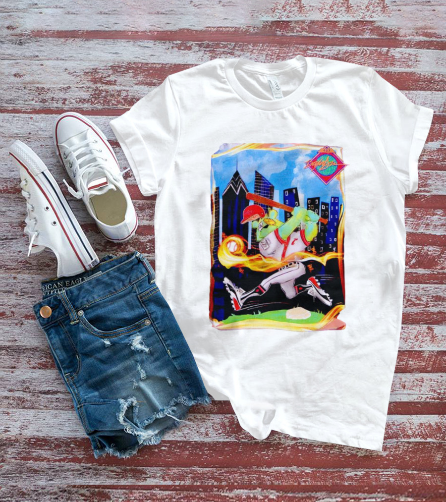 King Saladeen Baseball Caricature With Philadelphia Skyline And Color Splash T-Shirt