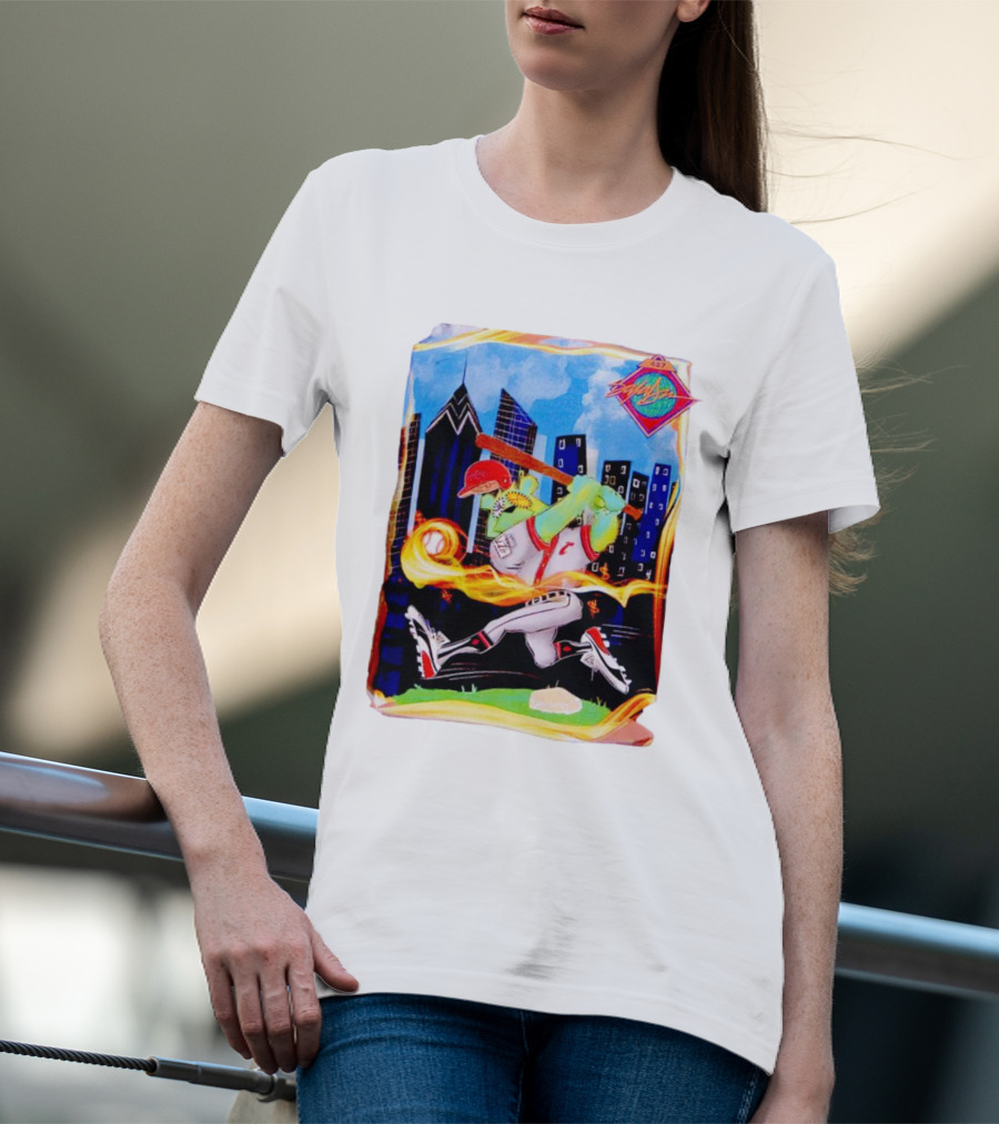 King Saladeen Baseball Caricature With Philadelphia Skyline And Color Splash T-Shirt