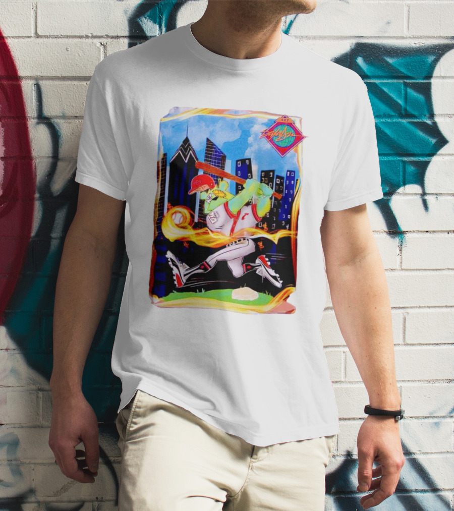 King Saladeen Baseball Caricature With Philadelphia Skyline And Color Splash T-Shirt