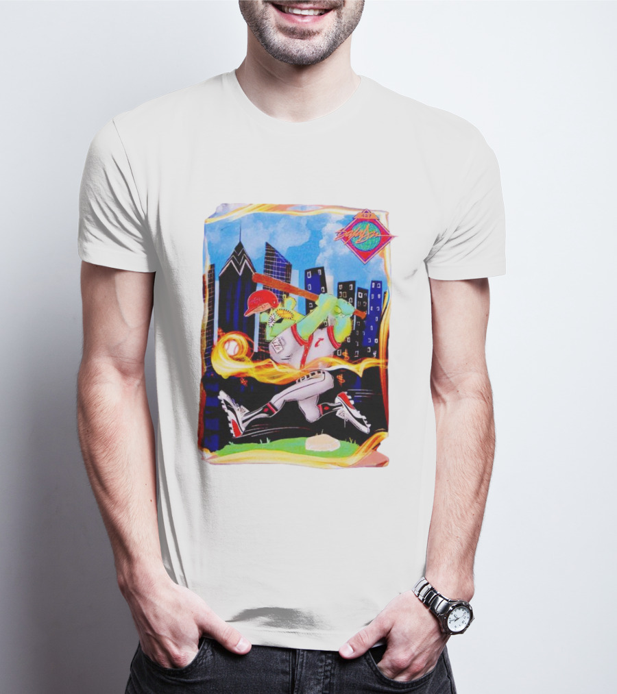 King Saladeen Baseball Caricature With Philadelphia Skyline And Color Splash T-Shirt