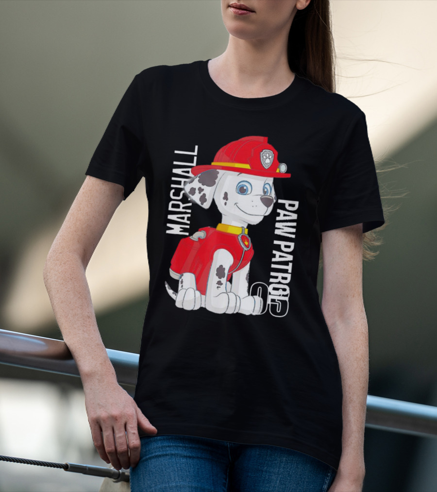 Marshal Paw Patrol Firefighter Pup With Bone Tag T-Shirt
