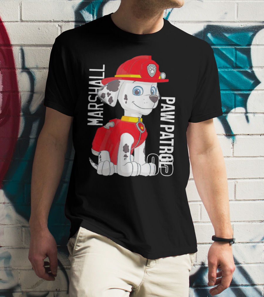 Marshal Paw Patrol Firefighter Pup With Bone Tag T-Shirt