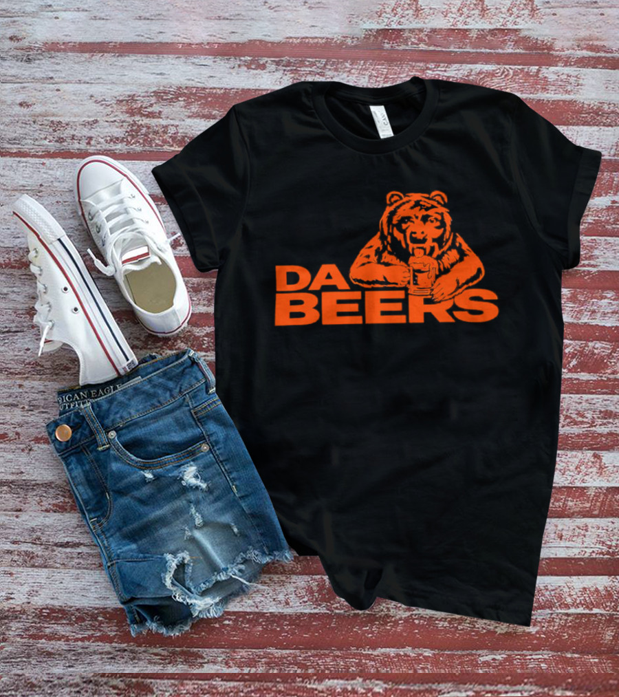Da Beers Chicago Bears Football Beer Drinking Bear T-Shirt