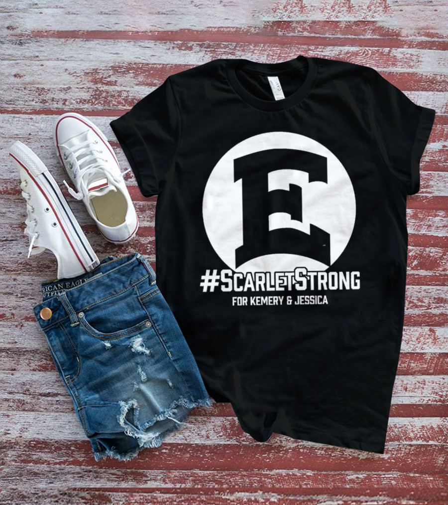 ScarletStrong For Kemery And Jessica Bold E Logo Emblem T-Shirt