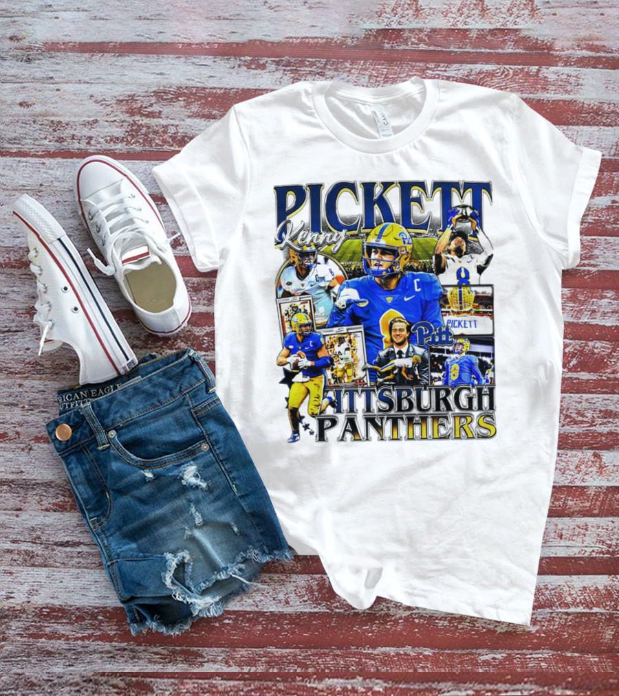 Kenny Pickett Pittsburgh Panthers Football Quarterback Action Collage T-Shirt