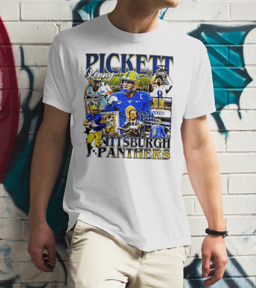 Kenny Pickett Pittsburgh Panthers Football Quarterback Action Collage T-Shirt