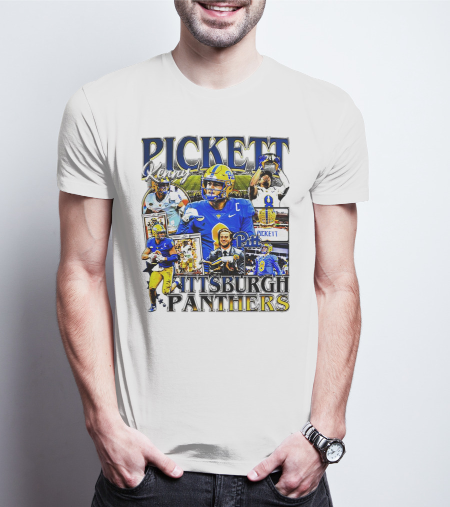 Kenny Pickett Pittsburgh Panthers Football Quarterback Action Collage T-Shirt