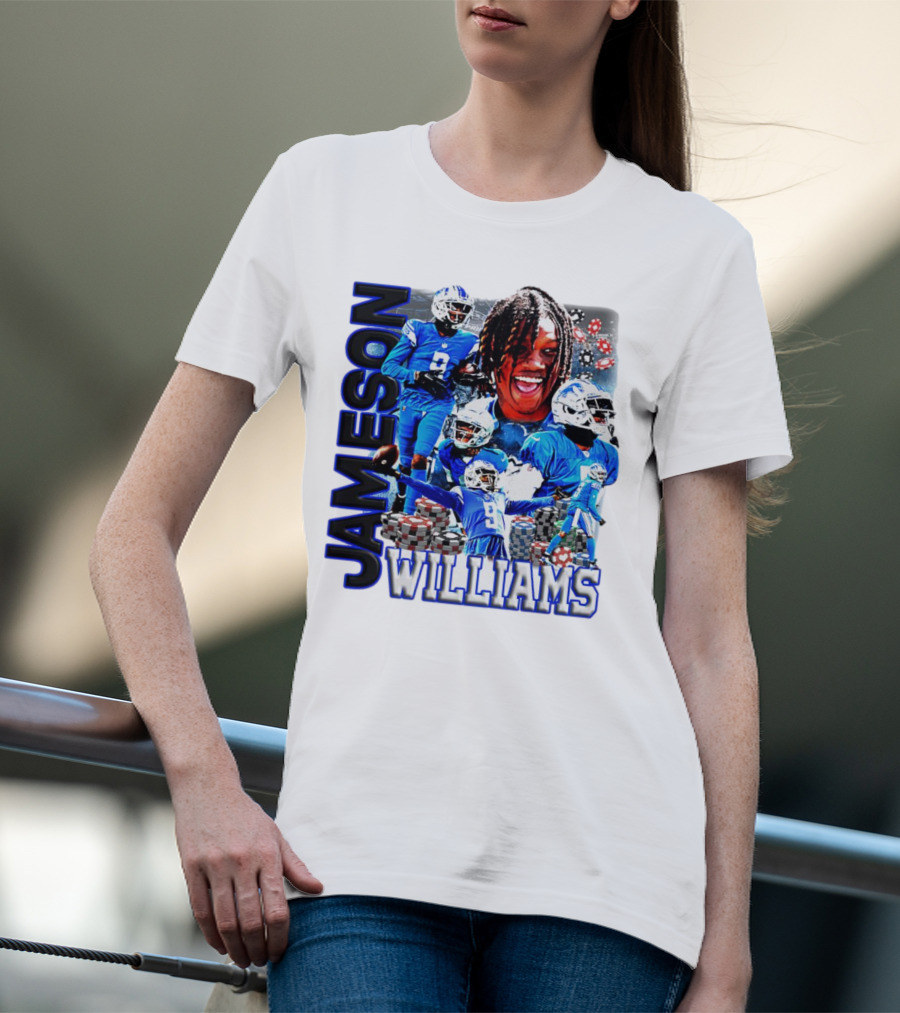 Jameson Williams Detroit Lions Football NFL Athlete Montage T-Shirt