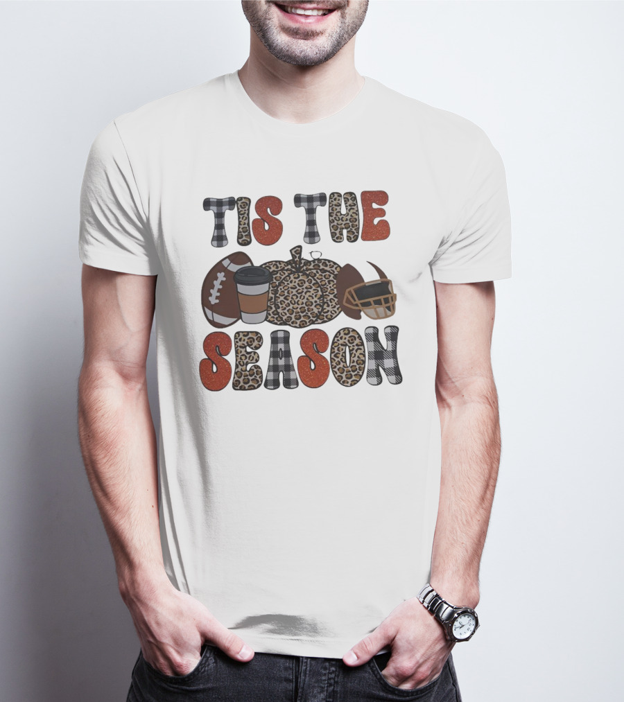 Tis The Season Football Pumpkin Coffee Helmet T-Shirt