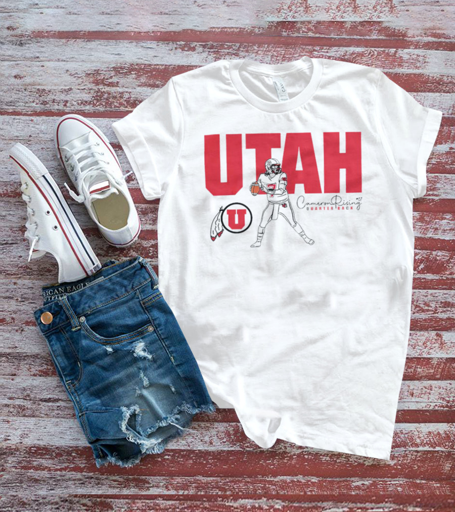 Utah Utes #7 Cameron Rising Quarterback Caricature T-Shirt