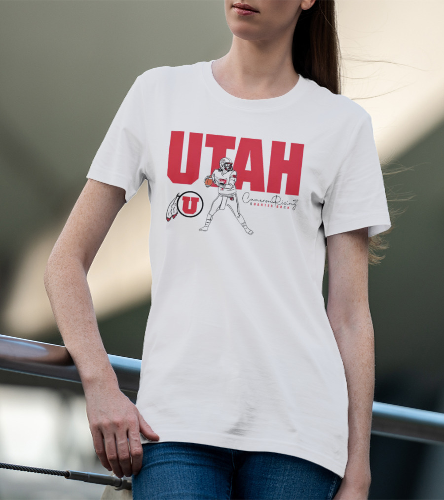 Utah Utes #7 Cameron Rising Quarterback Caricature T-Shirt