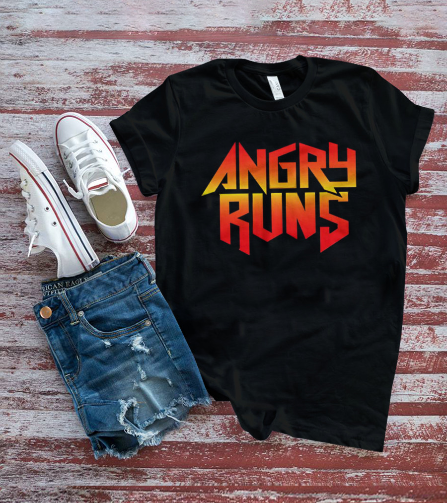 Angry Runs Bold Gradient Logo In Retro Gaming T-Shirt