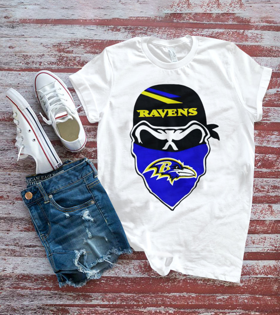 Ravens Skull Bandana Logo Baltimore Ravens T-Shirt