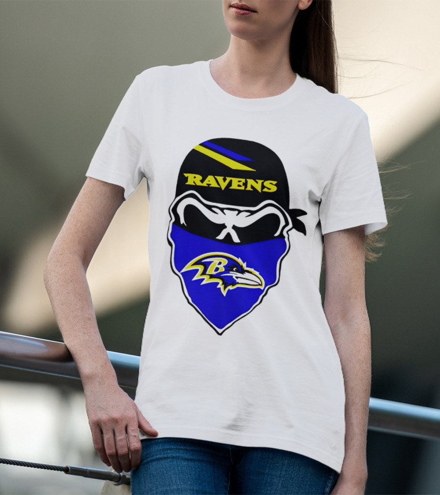 Ravens Skull Bandana Logo Baltimore Ravens T-Shirt