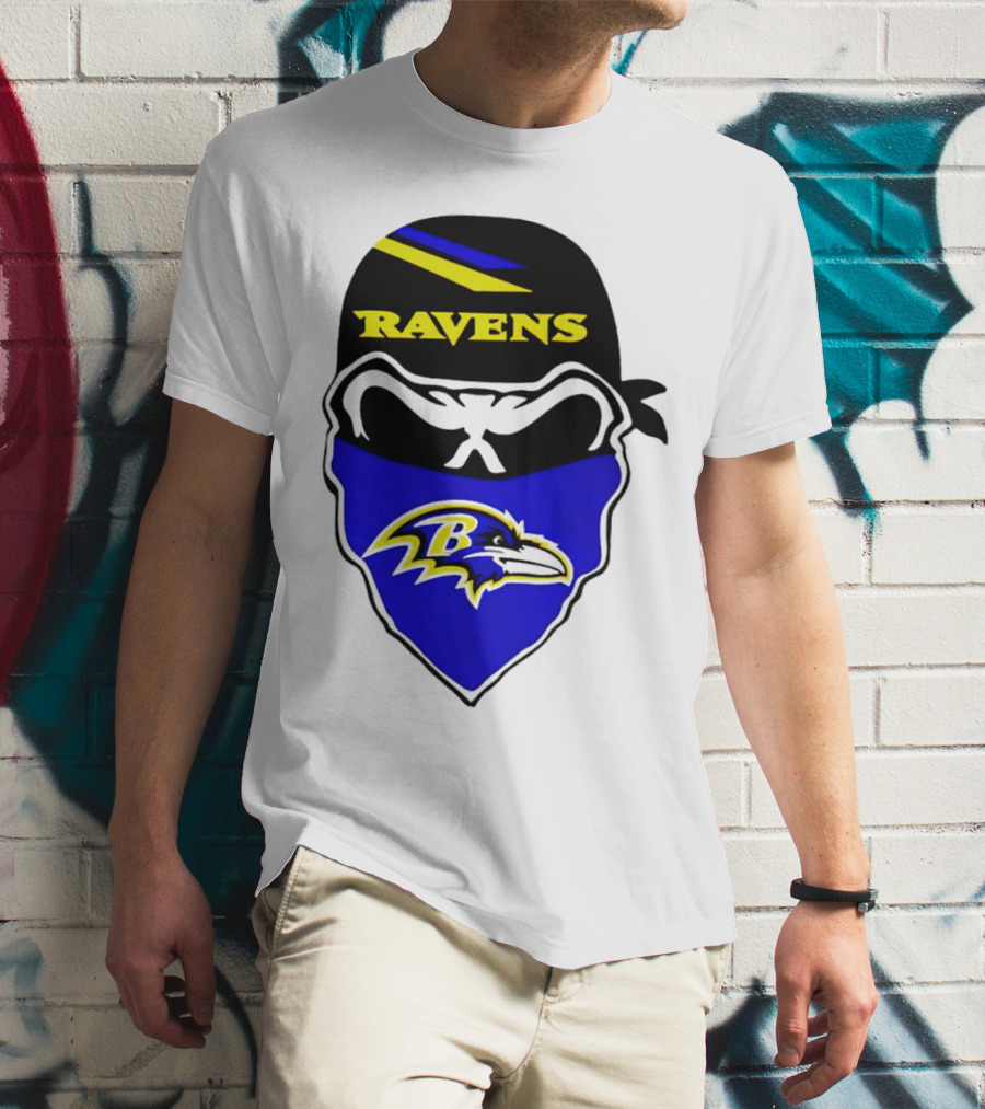 Ravens Skull Bandana Logo Baltimore Ravens T-Shirt