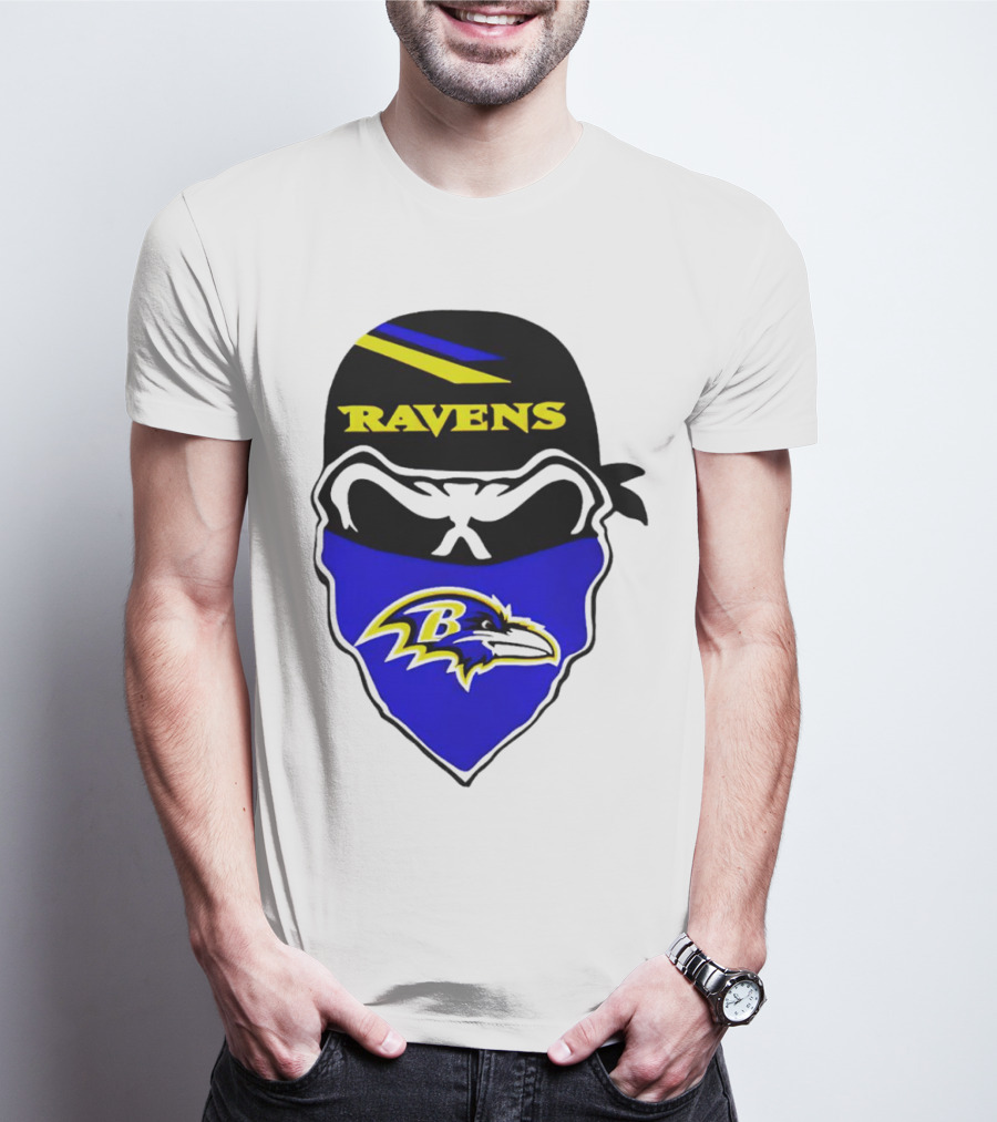 Ravens Skull Bandana Logo Baltimore Ravens T-Shirt