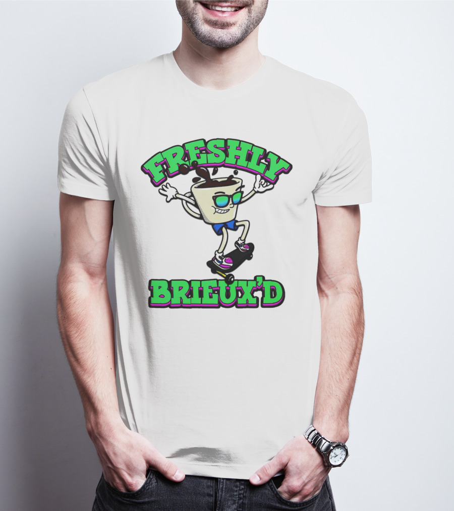 Freshly Brieux'd Skateboarding Cup Character T-Shirt