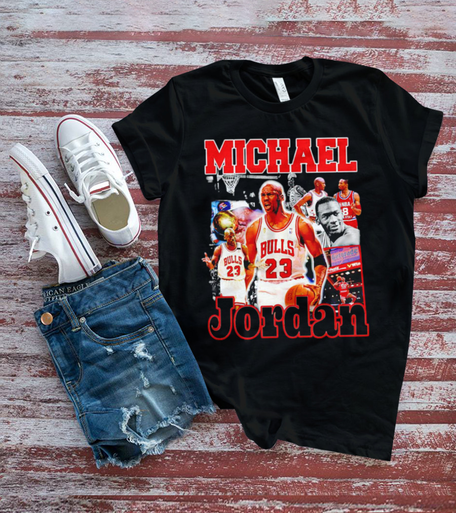 Michael Jordan Bulls 23 Basketball Legend Collage T-Shirt