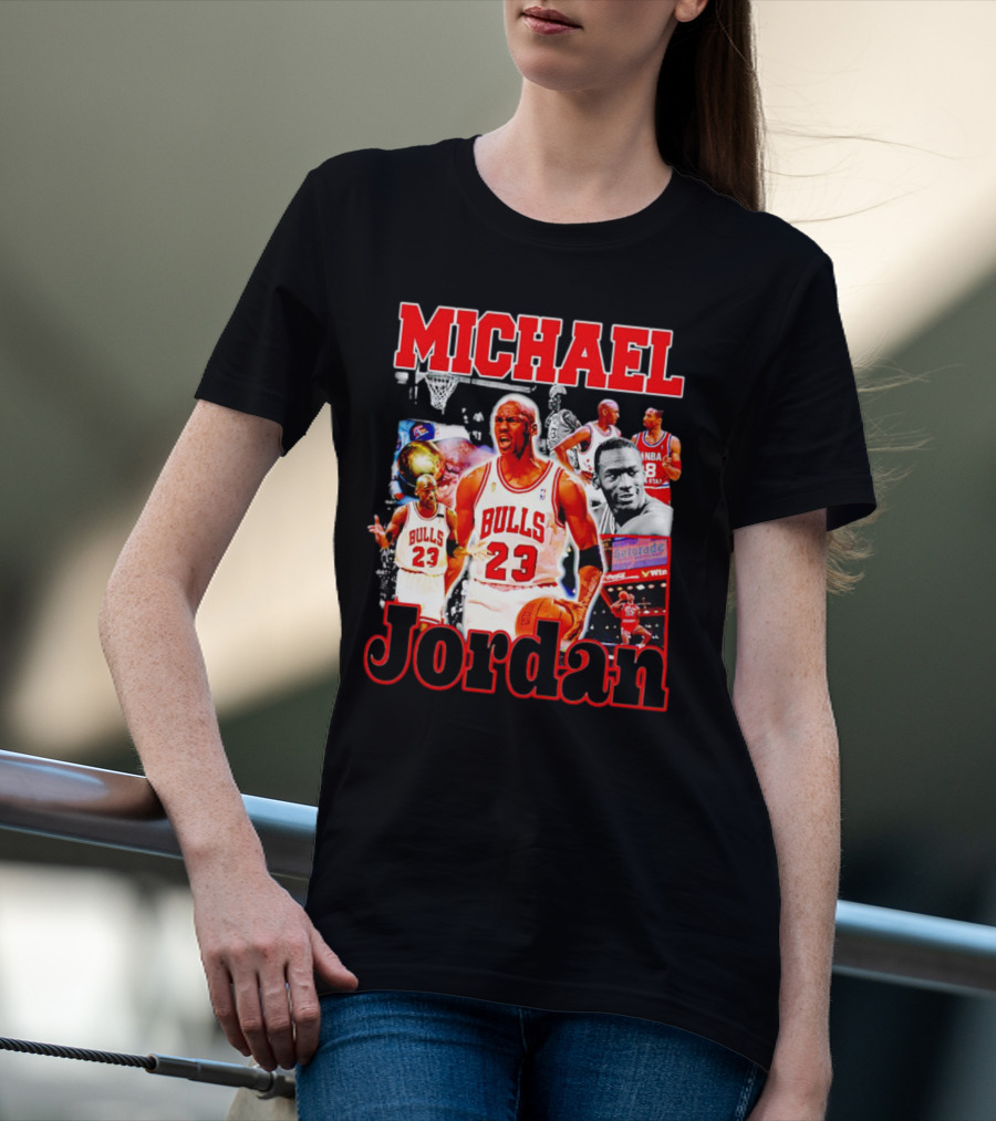 Michael Jordan Bulls 23 Basketball Legend Collage T-Shirt