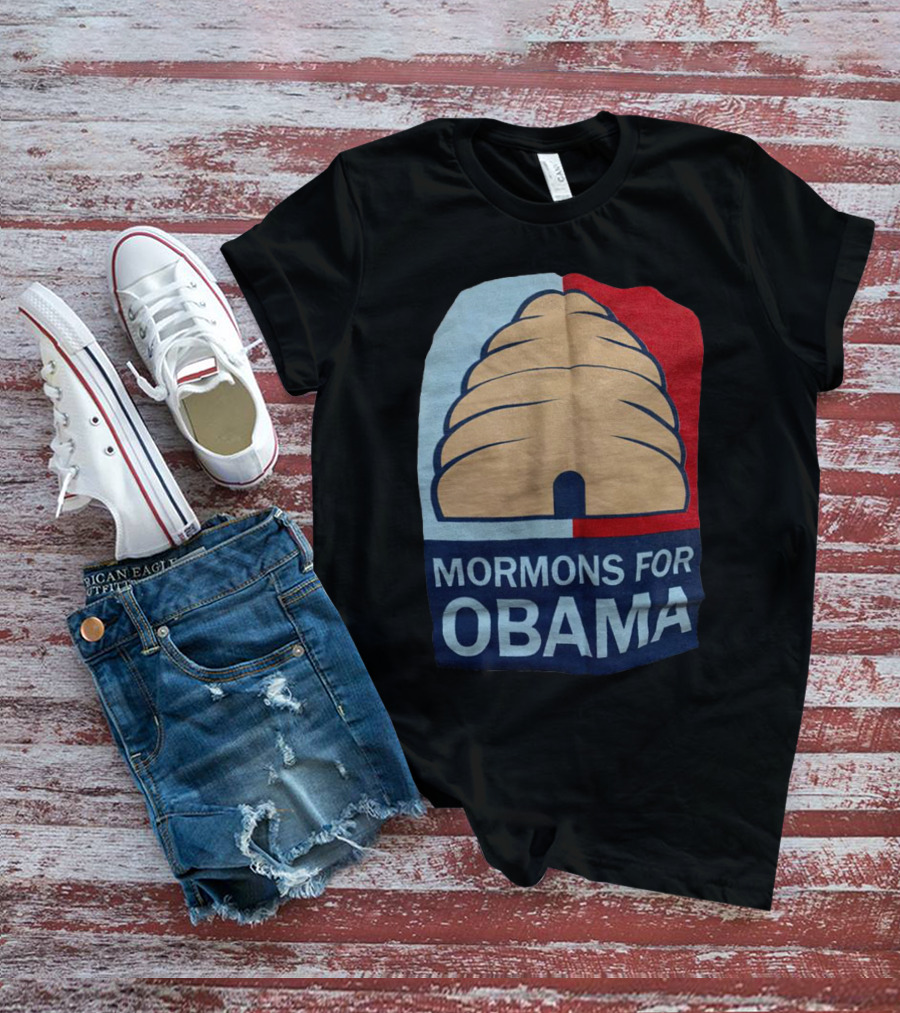 Mormons For Obama Beehive Symbol Two-Tone Background T-Shirt
