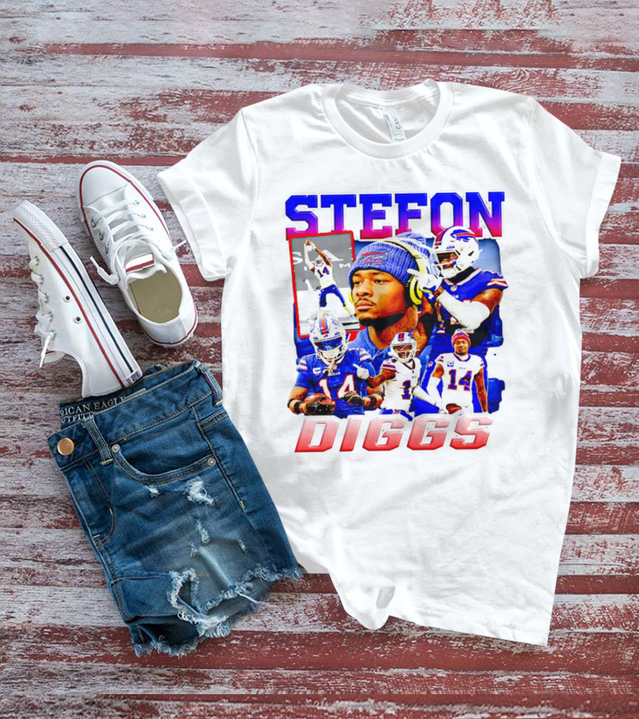 Stefon Diggs Buffalo Bills Football NFL Player Collage In Action T-Shirt