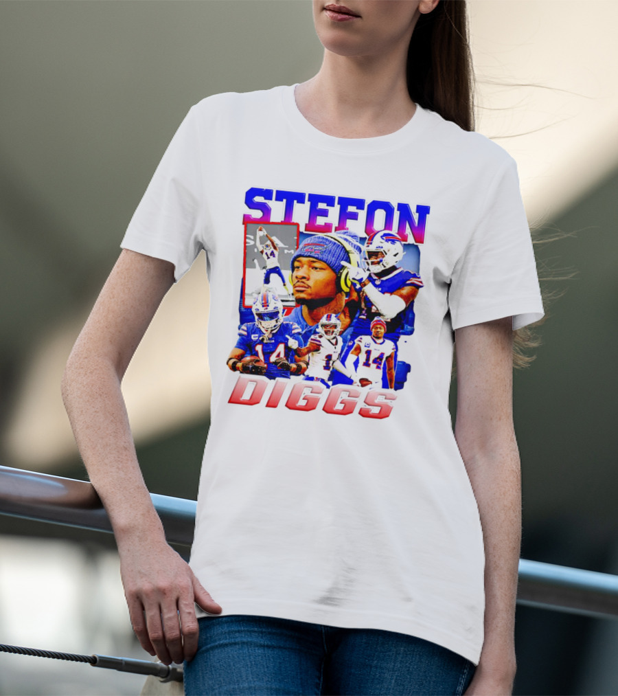 Stefon Diggs Buffalo Bills Football NFL Player Collage In Action T-Shirt