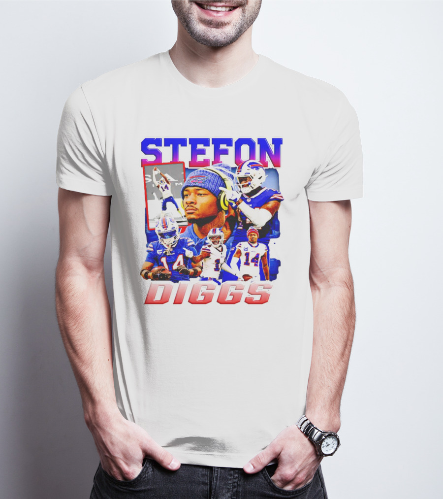 Stefon Diggs Buffalo Bills Football NFL Player Collage In Action T-Shirt