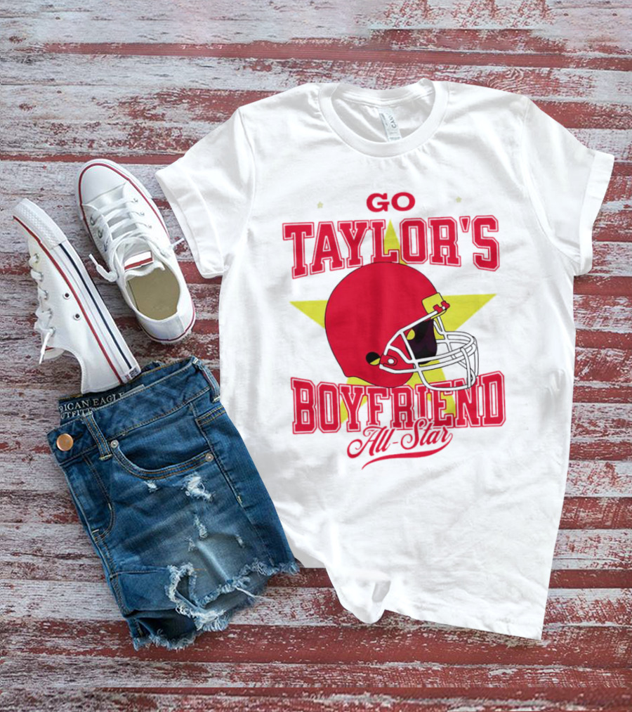 Go Taylor's Boyfriend All-Star Red Helmet Kansas City Chiefs T-Shirt