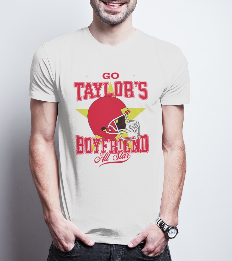 Go Taylor's Boyfriend All-Star Red Helmet Kansas City Chiefs T-Shirt