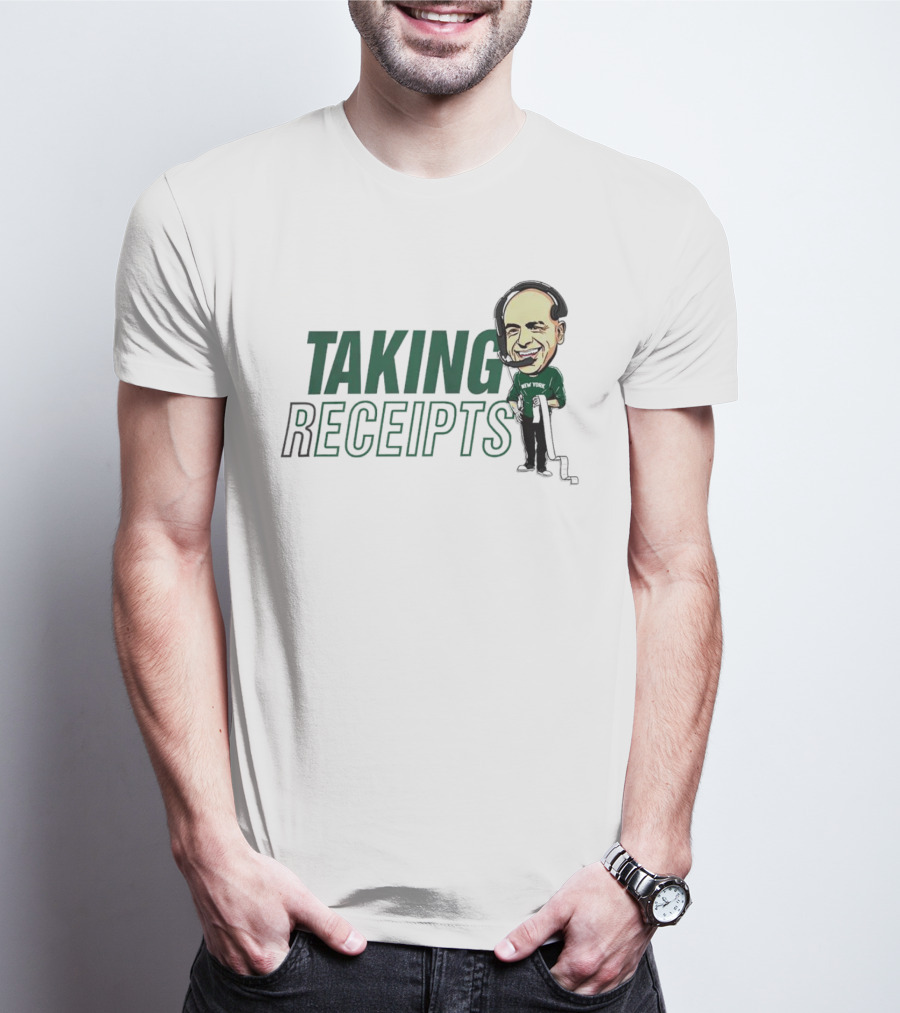 Robert Saleh New York Jets Taking Receipts Character T-Shirt