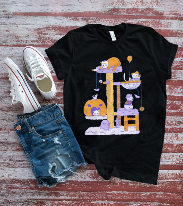 Cat Horror Icons Halloween Pumpkin Creepy Playhouse T-Shirt