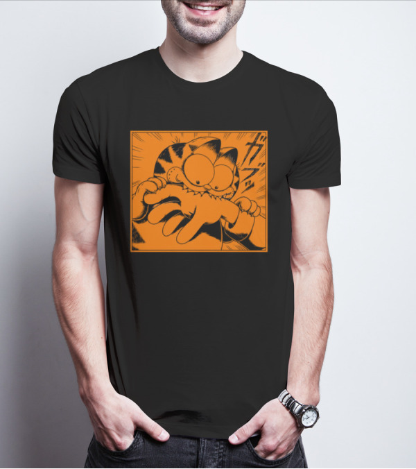 Garfield Manga Style Bite Hand Comic Panel T-Shirt