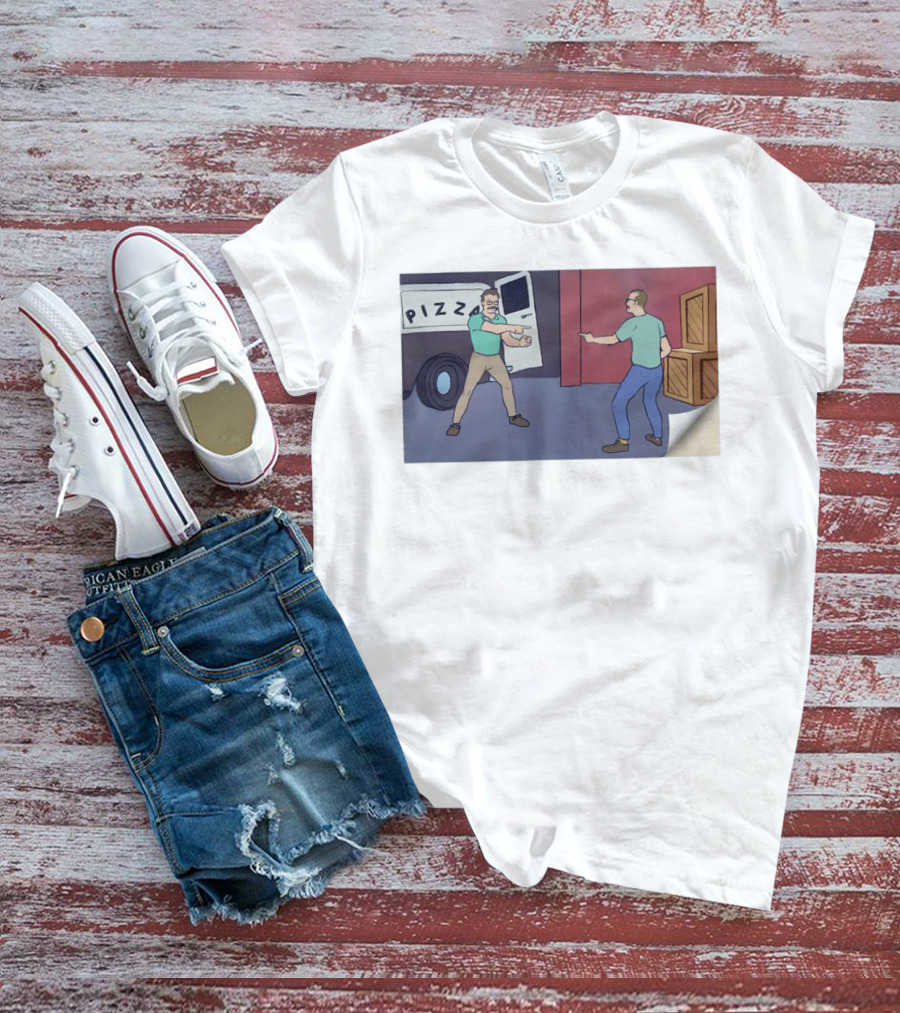 Pizza John Mustache Meme Spider-Man Pointing Scene T-Shirt