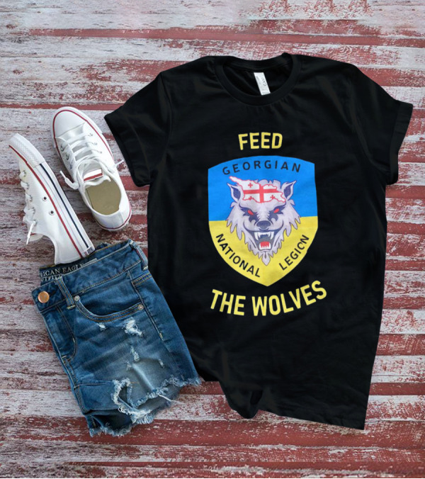 Feed The Wolves Georgian National Legion Wolf Badge With Flag Elements T-Shirt
