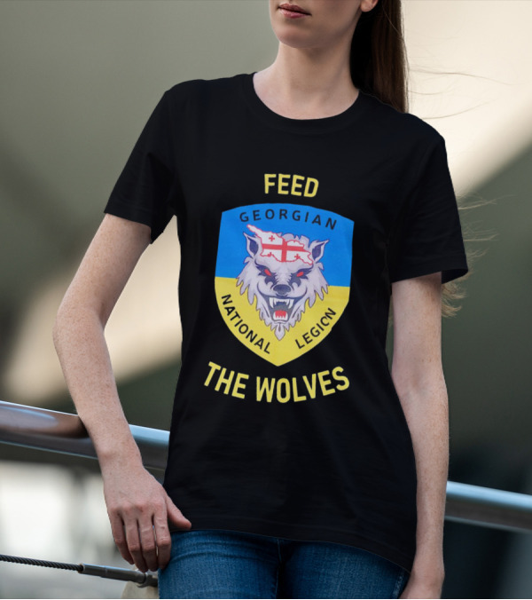 Feed The Wolves Georgian National Legion Wolf Badge With Flag Elements T-Shirt